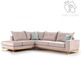 Γωνιακός καναπές δεξιά γωνία Luxury II pakoworld ύφασμα elephant-ciel 290x235x95εκ