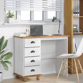 vidaXL Γραφείο με συρτάρι Λευκό 95 x 40 x 75 εκ. Μασίφ ξύλο πεύκου