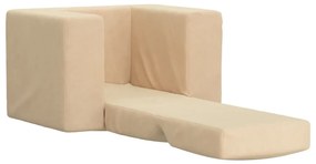 Καναπές/Κρεβάτι Παιδικός Κρεμ από Μαλακό Βελουτέ Ύφασμα - Κρεμ