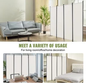 VEVOR Room Divider 4-Panel Folding Privacy Screen Fabric Partition Office White