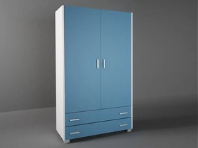 Intrahome Ντουλάπα παιδική δίφυλλη σε χρώμα λευκό ρουστίκ-σιέλ 105x50x180 Intrahomesa-00652194