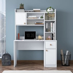 Γραφείο με Βιβλιοθήκη Λευκό ECRII 120x50x166