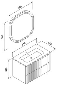 Καθρέπτης μπάνιου ENZA 80 Led Ανθρακί Ματ 80x80 εκ. 80x5x80 εκ.