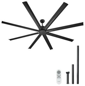 VEVOR 213 cm Aluminum Ceiling Fan Without Light Remote Control DC Motor Black