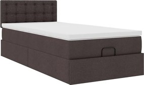 vidaXL Οθωμανικό κρεβάτι με στρώμα σκούρο καφέ 90x190cm ύφασμα