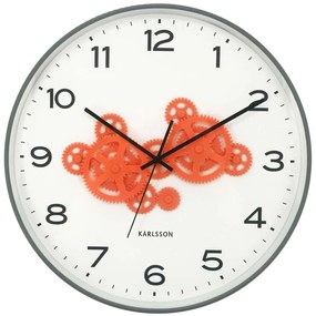 Ρολόι Τοίχου Open Gear KA6093GY 40x5,6x40,8cm Mouse Grey-Bright Orange Karlsson Πολυστερίνη