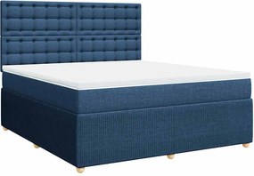 vidaXL Κρεβάτι Boxspring με Στρώμα Μπλε 180x200 εκ. Υφασμάτινο