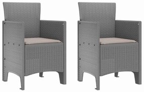 vidaXL Καρέκλα Κήπου 2 pcs Ανοιχτό γκρι 53 x 49 x 85 εκ. PP