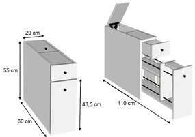 Ντουλάπι μπάνιου Calencia Megapap χρώμα φυσικό οξιάς 20x60x55εκ.