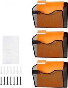 VEVOR File Wall Rack Mesh Wall File Holder 3-Piece 1 Pocket for Office &amp; School