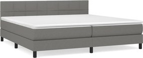 vidaXL Κρεβάτι Boxspring με Στρώμα Σκούρο Γκρι 200x200 εκ. Υφασμάτινο