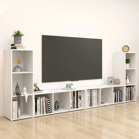 vidaXL Έπιπλα Τηλεόρασης 4 τεμ. Λευκά 107 x 35 x 37 εκ. Μοριοσανίδα