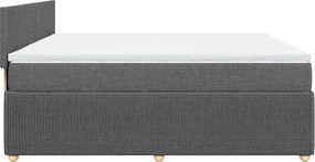 vidaXL Κρεβάτι Boxspring με Στρώμα Σκούρο Γκρι 200x200 εκ. Υφασμάτινο