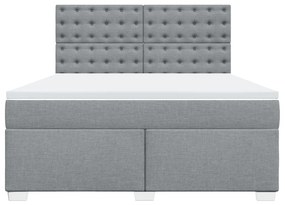 Κρεβάτι Boxspring με Στρώμα Ανοιχτό Γκρι 180x200 εκ. Υφασμάτινο - Γκρι