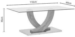 Τραπέζι σαλονιού Kasmora pakoworld φυσικό ξύλο-γυαλί 110x60x45εκ