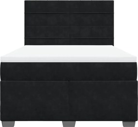 vidaXL Κρεβάτι Boxspring με Στρώμα Μαύρο 160x200 εκ. Βελούδινο