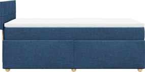 vidaXL Κρεβάτι Boxspring με Στρώμα Μπλε 90x200 εκ.Υφασμάτινο