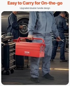 VEVOR Tool Box 18-inch 3-Tier 5-Tray Folding Cantilever Toolbox with Handle