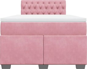 vidaXL Κρεβάτι Boxspring με Στρώμα Ροζ 120x190 εκ. Βελούδινο