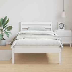 vidaXL Κρεβάτι με κεφαλάρι Λευκό 210 x 80 εκ Μασίφ ξύλο πεύκου