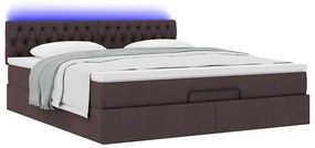 vidaXL Οθωμανικό κρεβάτι με στρώμα & LEDs Σκούρο καφέ 160x200cm ύφασμα