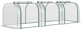 Θερμοκήπιο Outsunny με κάλυμμα, τρεις πόρτες που τυλίγονται, ατσάλινο πλαίσιο, διαφανές, 295 x 100 x 80 cm