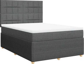 vidaXL Κρεβάτι Boxspring με Στρώμα Σκούρο Γκρι 140x200 εκ Υφασμάτινο