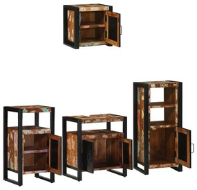 vidaXL Σετ Επίπλων Μπάνιου 4 pcs Πολύχρωμο Στερεό ανακτημένο ξύλο