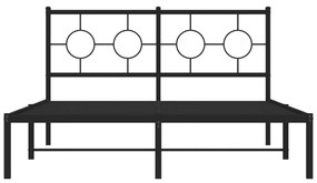 Πλαίσιο Κρεβατιού με Κεφαλάρι Μαύρο 140 x 190 εκ. Μεταλλικό - Μαύρο