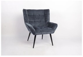 Πολυθρόνα ArteLibre TIVA Μπλε Ύφασμα Σενίλ/Μέταλλο 84x78x77cm