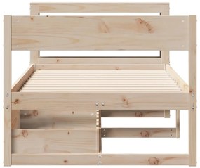 vidaXL Σκελετός Κρεβατιού Χωρίς Στρώμα 75x190 εκ Μασίφ Ξύλο Πεύκου