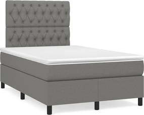 vidaXL Κρεβάτι Boxspring με Στρώμα Σκούρο Γκρι 120x200 εκ. Υφασμάτινο