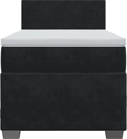 vidaXL Κρεβάτι Boxspring με Στρώμα Μαύρο 90x200 εκ. Βελούδινο