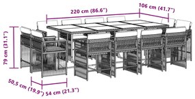 vidaXL Σετ Τραπεζαρίας Κήπου 13τεμ Μικτό Μπεζ Συνθ. Ρατάν με Μαξιλάρια