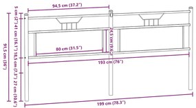 Κεφαλάρι Καπνιστή Δρυς 193 εκ. Επεξεργασμένο Ξύλο/Ατσάλι - Καφέ