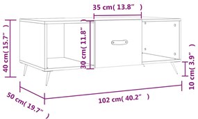 Τραπεζάκι Σαλονιού Γκρι Σκυρ. 102x50x40 εκ. Επεξεργασμένο Ξύλο - Γκρι