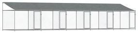 vidaXL Κλουβί Σκύλου με Οροφή και Πόρτες Γκρι 10x2x2 μ. Γαλβ. Χάλυβας
