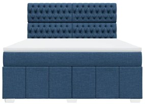 Κρεβάτι Boxspring με Στρώμα Μπλε 180x200 εκ. Υφασμάτινο - Μπλε