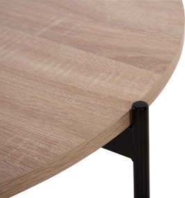 ΤΡΑΠΕΖΙ ΣΑΛΟΝΙΟΥ HM9588.03 MDF ΣΟΝΑΜΑ-ΜΑΥΡΗ ΜΕΤΑΛΛΙΚΗ ΒΑΣΗ Φ80x45Υεκ.