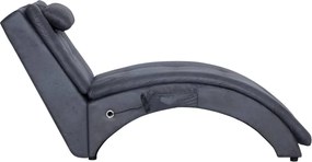 vidaXL Πολυθρόνα/Ανάκλιντρο Μασάζ Γκρι Συνθετικό Καστόρι με Μαξιλάρι