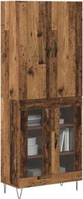 vidaXL Highboard 2 pcs Παλιό ξύλο Μηχανική ξυλεία και γυαλί