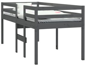 vidaXL Κρεβάτι Υπερυψωμένο Γκρι 90x190 εκ. από Μασίφ Ξύλο Πεύκου