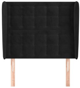 Κεφαλάρι με Πτερύγια Μαύρο 83x23x118/128 εκ. Βελούδινο - Μαύρο