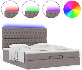 vidaXL Οθωμανικό κρεβάτι με στρώμα &amp; LEDs Taupe 180x200cm ύφασμα