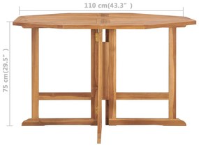 vidaXL Τραπεζαρία Κήπου Πτυσσόμενη 110x110x75 εκ. από Μασίφ Ξύλο Teak