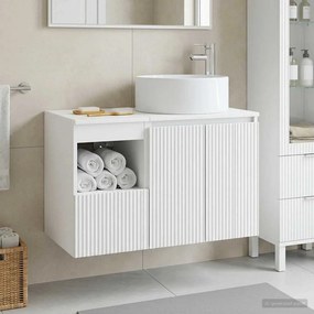 vidaXL Σετ Επίπλων Μπάνιου 2 τμχ. Λευκό Επεξεργασμένο Ξύλο