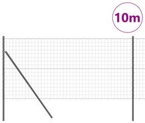 vidaXL Euro Fence με 7 στύλους 1x10 μ γαλβανισμένο ατσάλι γκρι
