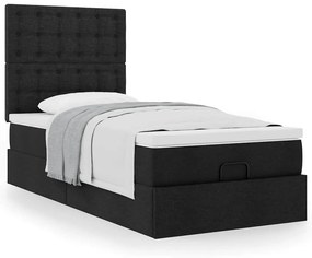 VidaXL Οθωμανικό κρεβάτι με στρώμα Μαύρο 100x200cm Ύφασμα