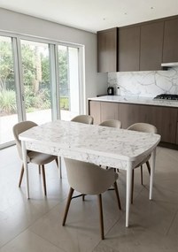 Stewehome Μοντέρνο Τραπέζι Όψη Μαρμάρου Λευκό Βάση Πεταλούδα 132x80x75 cm
