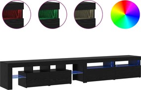 vidaXL Ντουλάπι TV με LED 3 pcs Μαύρη Οξυά 260 x 37 x 40 εκ